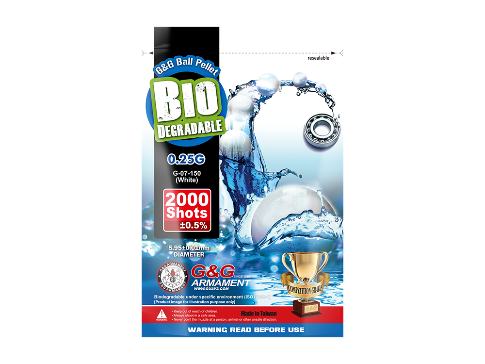 BALLES AIRSOFT G&G BIO BB .25G/PACK 2000