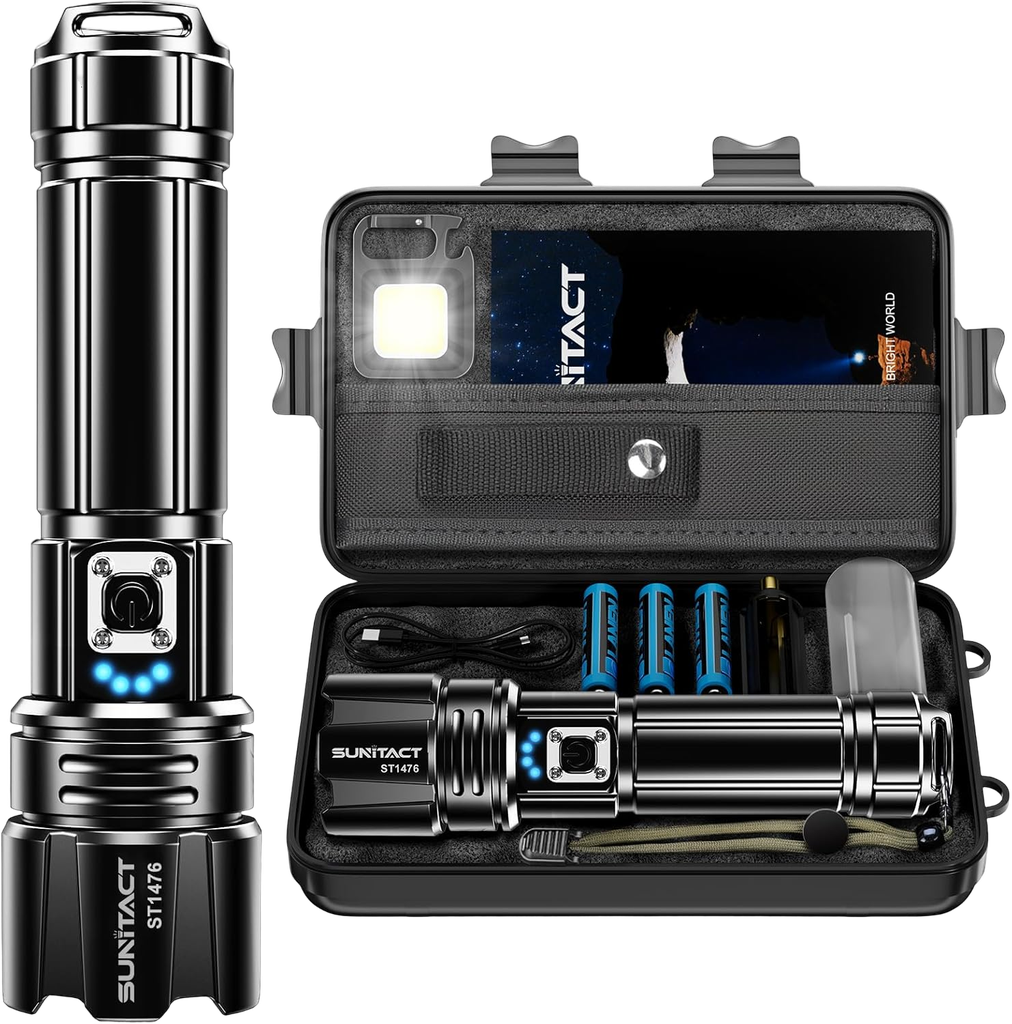 Sunitact Rechargeable Flashlight 200K Lumens (Black)