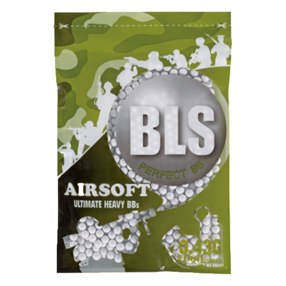 Billes D’Airsoft Blanche 6mm BLS Premium Précision – Sac De 1000 Unités Bio – .43g