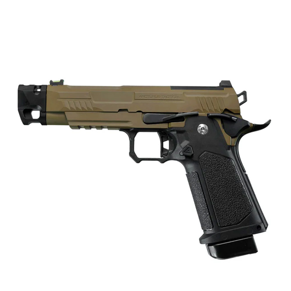 Pistolet D’Airsoft Arcturus Vanguard 4.3″ Hi-Capa GBB (Green Gas) – Optic Ready Slide & Compensator – Black & Tan